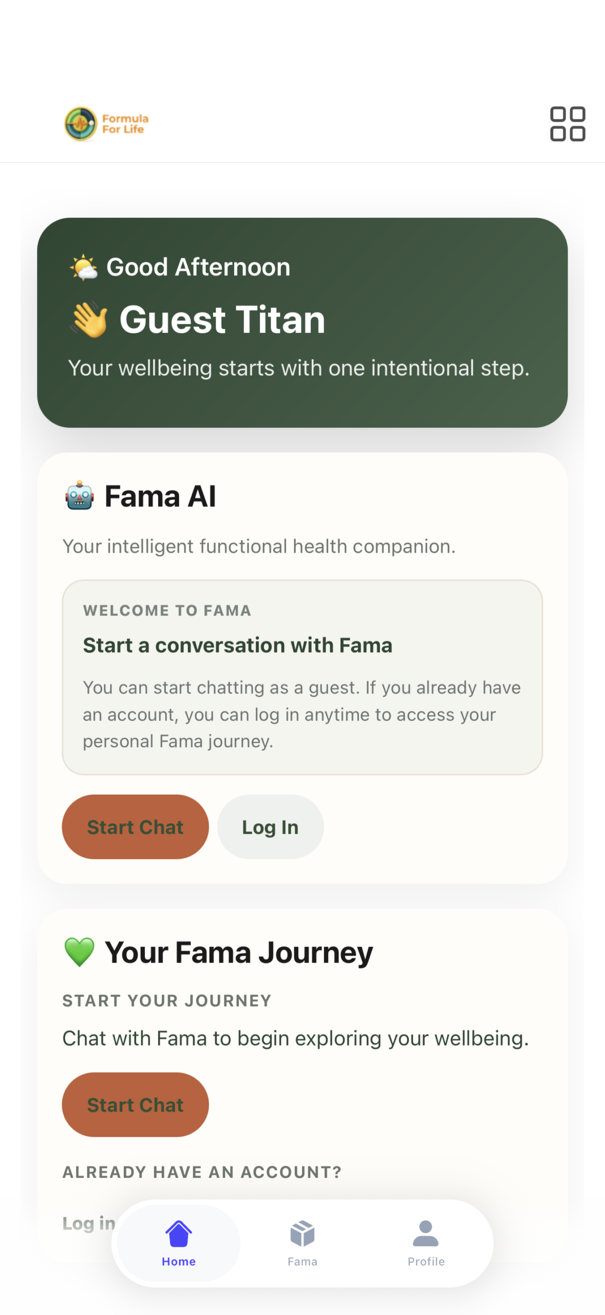 Formula For Life mobile application